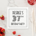 [ Thumbnail: Art Deco Inspired 37th Birthday Party, Custom Name Napkins ]
