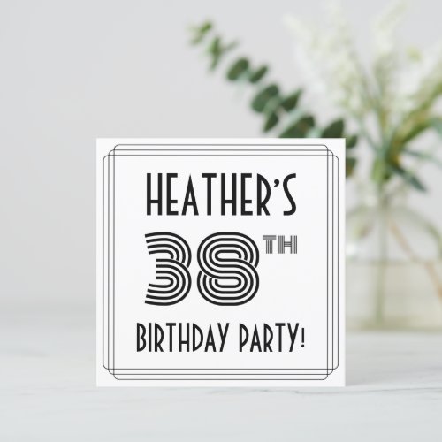 Art Deco Inspired 38th Birthday Party Custom Name Invitation