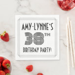 [ Thumbnail: Art Deco Inspired 38th Birthday Party, Custom Name Napkins ]