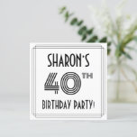 [ Thumbnail: Art Deco Inspired 40th Birthday Party, Custom Name Invitation ]