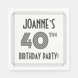 [ Thumbnail: Art Deco Inspired 40th Birthday Party, Custom Name Napkins ]