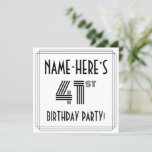 [ Thumbnail: Art Deco Inspired 41st Birthday Party, Custom Name Invitation ]