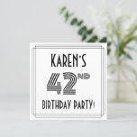 [ Thumbnail: Art Deco Inspired 42nd Birthday Party, Custom Name Invitation ]