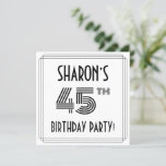 [ Thumbnail: Art Deco Inspired 45th Birthday Party, Custom Name Invitation ]