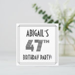 [ Thumbnail: Art Deco Inspired 47th Birthday Party, Custom Name Invitation ]