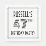 [ Thumbnail: Art Deco Inspired 47th Birthday Party, Custom Name Napkins ]