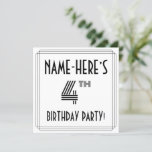 [ Thumbnail: Art Deco Inspired 4th Birthday Party, Custom Name Invitation ]