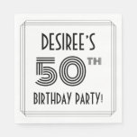 [ Thumbnail: Art Deco Inspired 50th Birthday Party, Custom Name Napkins ]