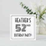 [ Thumbnail: Art Deco Inspired 52nd Birthday Party, Custom Name Invitation ]