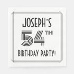 [ Thumbnail: Art Deco Inspired 54th Birthday Party, Custom Name Napkins ]