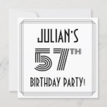 [ Thumbnail: Art Deco Inspired 57th Birthday Party, Custom Name Invitation ]