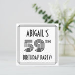 [ Thumbnail: Art Deco Inspired 59th Birthday Party, Custom Name Invitation ]