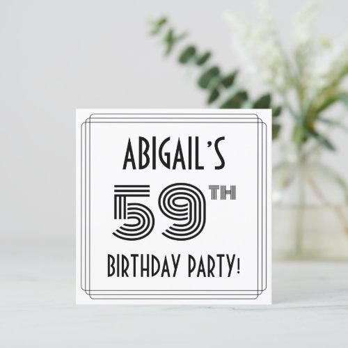 Art Deco Inspired 59th Birthday Party Custom Name Invitation