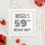 [ Thumbnail: Art Deco Inspired 59th Birthday Party, Custom Name Napkins ]