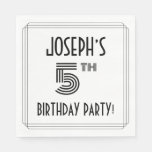 [ Thumbnail: Art Deco Inspired 5th Birthday Party, Custom Name Napkins ]