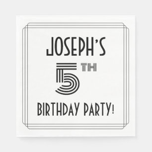 Art Deco Inspired 5th Birthday Party, Custom Name Napkins