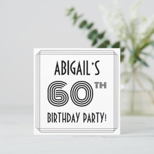 Art Deco Inspired 60th Birthday Party, Custom Name Invitation
