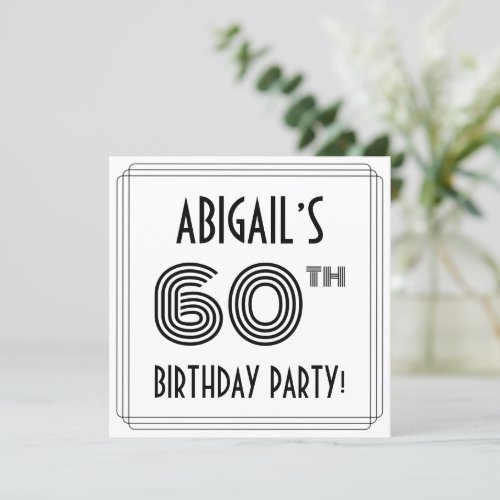 Art Deco Inspired 60th Birthday Party Custom Name Invitation