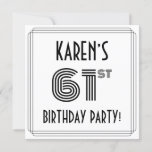 [ Thumbnail: Art Deco Inspired 61st Birthday Party, Custom Name Invitation ]