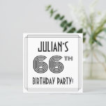 [ Thumbnail: Art Deco Inspired 66th Birthday Party, Custom Name Invitation ]