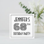 [ Thumbnail: Art Deco Inspired 68th Birthday Party, Custom Name Invitation ]