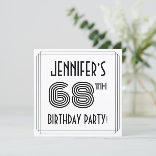 Art Deco Inspired 68th Birthday Party Custom Name Invitation