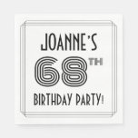 [ Thumbnail: Art Deco Inspired 68th Birthday Party, Custom Name Napkins ]