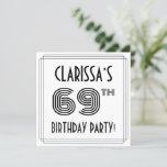 [ Thumbnail: Art Deco Inspired 69th Birthday Party, Custom Name Invitation ]