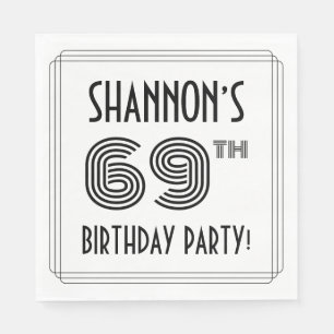 Art Deco Inspired 69th Birthday Party, Custom Name Napkins
