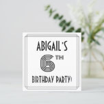 [ Thumbnail: Art Deco Inspired 6th Birthday Party, Custom Name Invitation ]