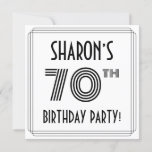 [ Thumbnail: Art Deco Inspired 70th Birthday Party, Custom Name Invitation ]