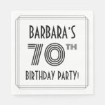 [ Thumbnail: Art Deco Inspired 70th Birthday Party, Custom Name Napkins ]