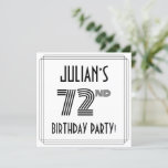 [ Thumbnail: Art Deco Inspired 72nd Birthday Party, Custom Name Invitation ]