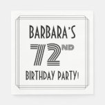 [ Thumbnail: Art Deco Inspired 72nd Birthday Party, Custom Name Napkins ]
