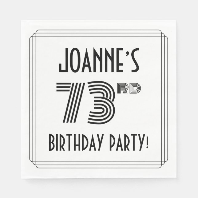 Art Deco Inspired 73rd Birthday Party, Custom Name Napkins (Front)