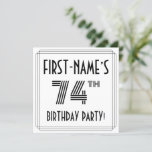 [ Thumbnail: Art Deco Inspired 74th Birthday Party, Custom Name Invitation ]