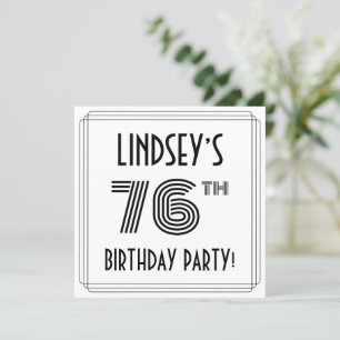 Art Deco Inspired 76th Birthday Party, Custom Name Invitation