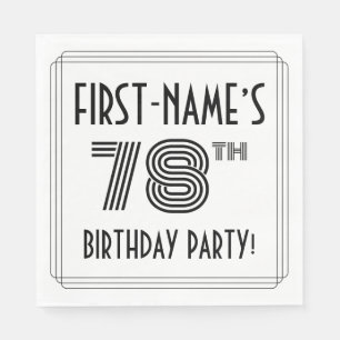 Art Deco Inspired 78th Birthday Party, Custom Name Napkins