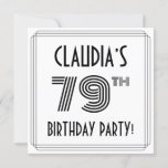 [ Thumbnail: Art Deco Inspired 79th Birthday Party, Custom Name Invitation ]