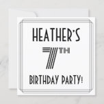 [ Thumbnail: Art Deco Inspired 7th Birthday Party, Custom Name Invitation ]