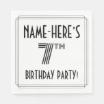 [ Thumbnail: Art Deco Inspired 7th Birthday Party, Custom Name Napkins ]