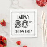 [ Thumbnail: Art Deco Inspired 80th Birthday Party, Custom Name Napkins ]