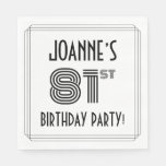 [ Thumbnail: Art Deco Inspired 81st Birthday Party, Custom Name Napkins ]