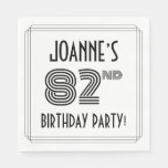 [ Thumbnail: Art Deco Inspired 82nd Birthday Party, Custom Name Napkins ]
