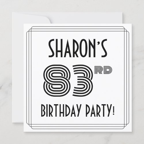 Art Deco Inspired 83rd Birthday Party Custom Name Invitation