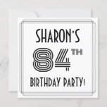 [ Thumbnail: Art Deco Inspired 84th Birthday Party, Custom Name Invitation ]