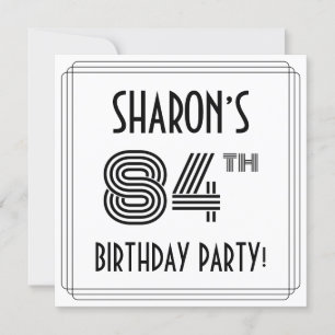Art Deco Inspired 84th Birthday Party, Custom Name Invitation