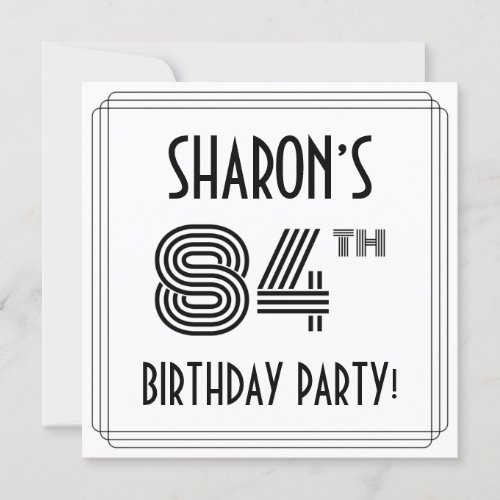 Art Deco Inspired 84th Birthday Party Custom Name Invitation