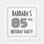[ Thumbnail: Art Deco Inspired 85th Birthday Party, Custom Name Napkins ]
