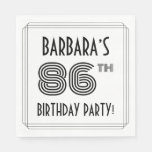 [ Thumbnail: Art Deco Inspired 86th Birthday Party, Custom Name Napkins ]